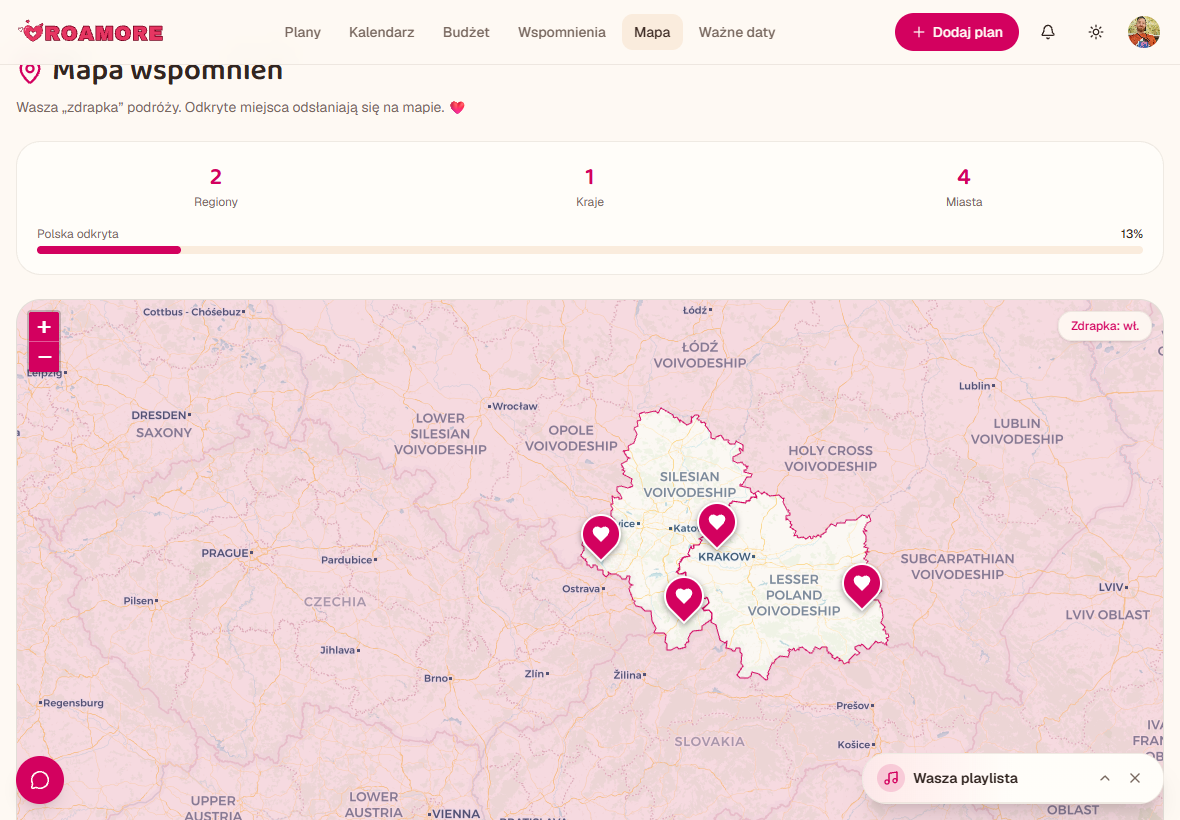 Mapa-zdrapka odwiedzonych miast